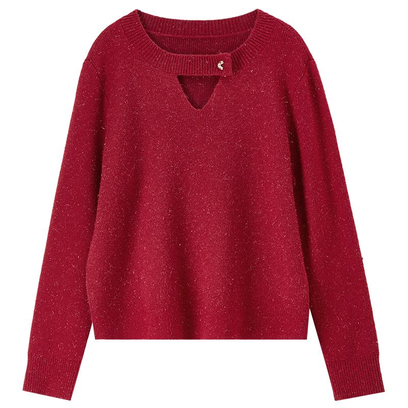 Women's Sparkle Coral Fleece Knit Sweater