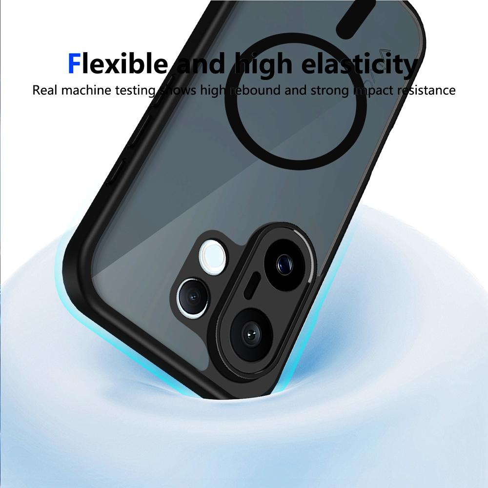 KEYSION Magnetic Phone Case for VIVO X200 FE Soft Silicone+PC Matte Translucent Black Shockproof Cover for VIVO X200 FE