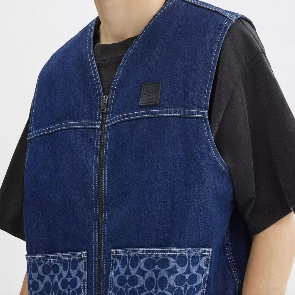 COACH SS25 Vest Men's Dark Color Washed CY415-COK