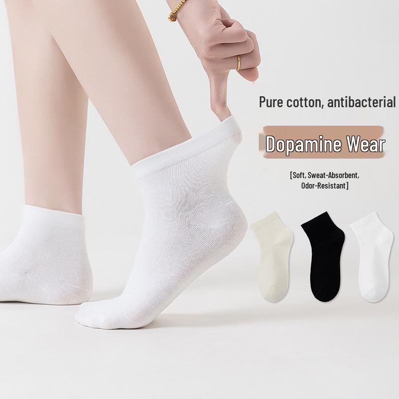 Women's Mid-Calf Summer Socks: Thin, Pure Cotton, Anti-Odor, Boneless, Postpartum, Black or White