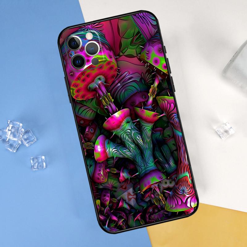 Trippy Mushroom Psychedelic Art Phone Case For iPhone 16 Pro Max 13 12 Mini 11 14 15 Pro Max XR 16 15 Plus 16e Cover Shell
