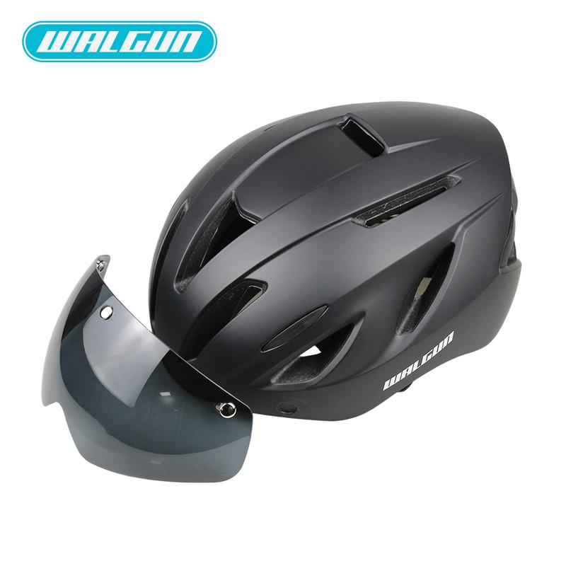 Walgun Lightweight Breathable Bicycle Helmet With Sun Goggle Men Women Bicycle Helmet Sunglasses Shield Road MTB Cycling Helmets