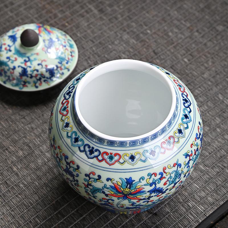 Blue and white porcelain tea jar retro ceramic storage jar household sealed jars moisture-proof general jars tea warehouse can