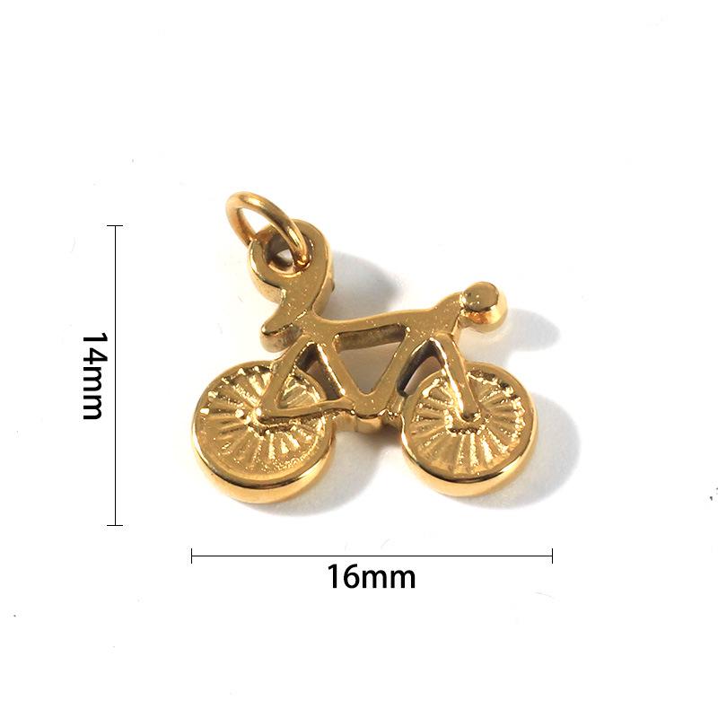 Double-Sided 18K Gold Bicycle Pendant Necklace, Personalized Stainless Steel Jewelry
