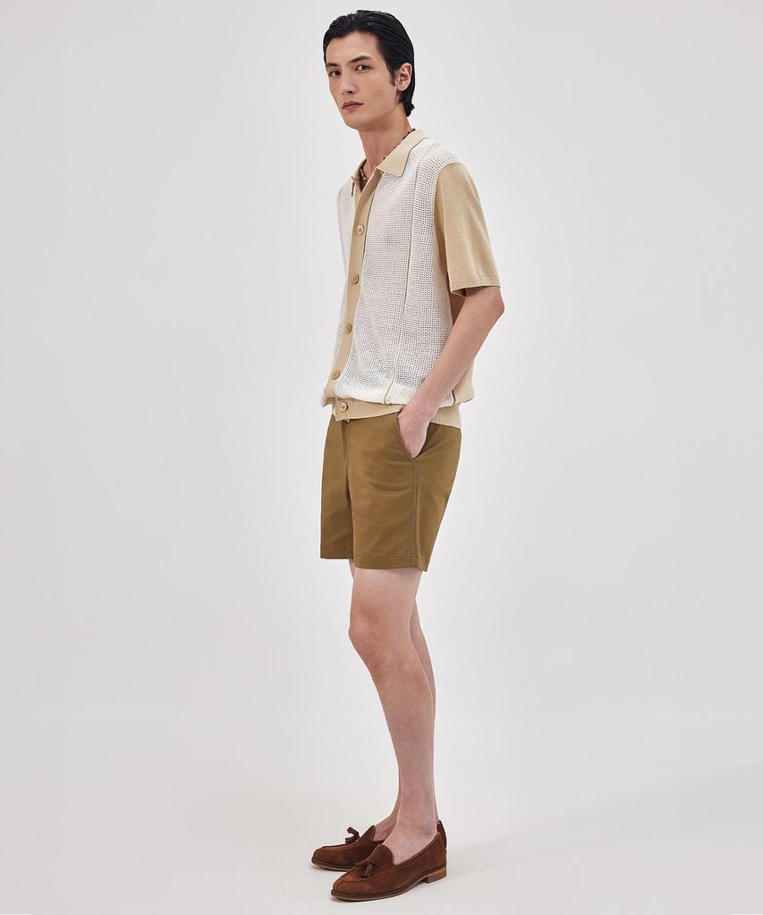 Theknitcompany Orea Panel Polo Cardigan - Peyote Beige