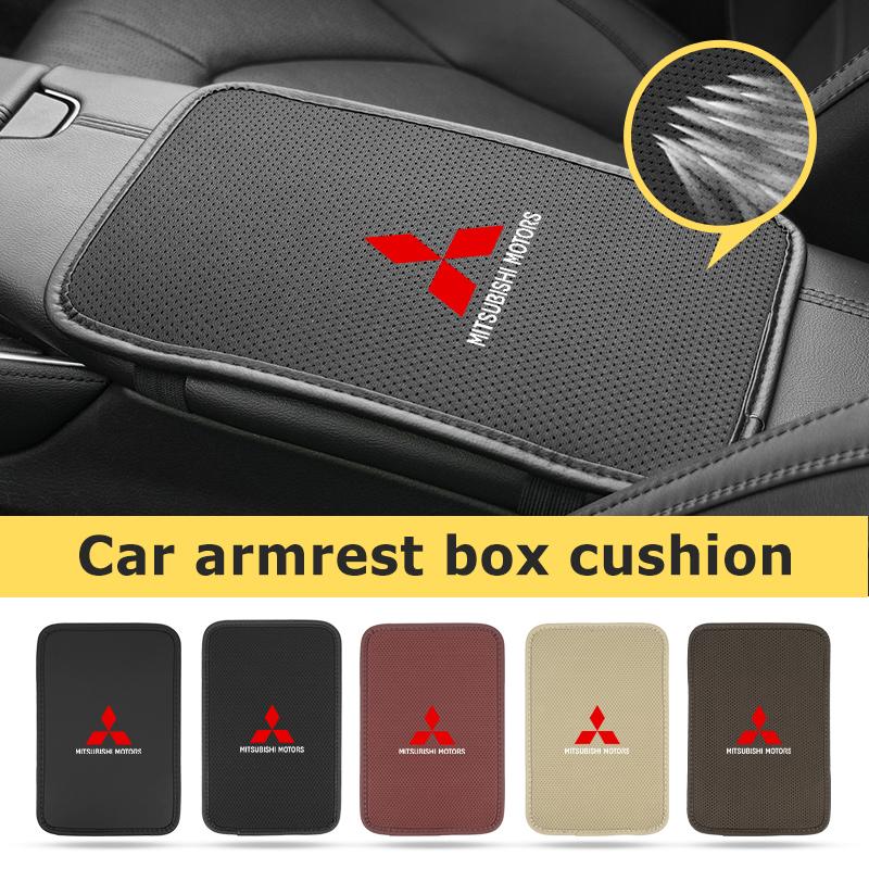 Car Armrest Box Pad Leather/Ice Silk Cushion Protector Elbow Support Accessories For Mitsubishi Outlander Lancer Cross Colt