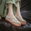 Johnature Genuine Leather Retro Hollow-out Breathable Sandals Versatile Comfortable Women's Slip-on Shoes