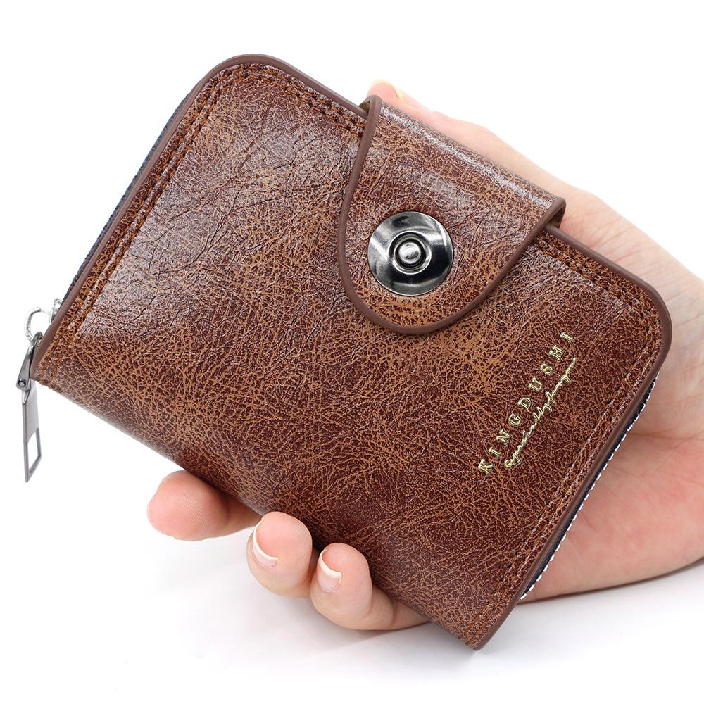 Herren Retro Leder Kartenhalter mit Magnetverschluss - Akkordeon-Design mit großer Kapazität für Karten, Ausweis und Münzen