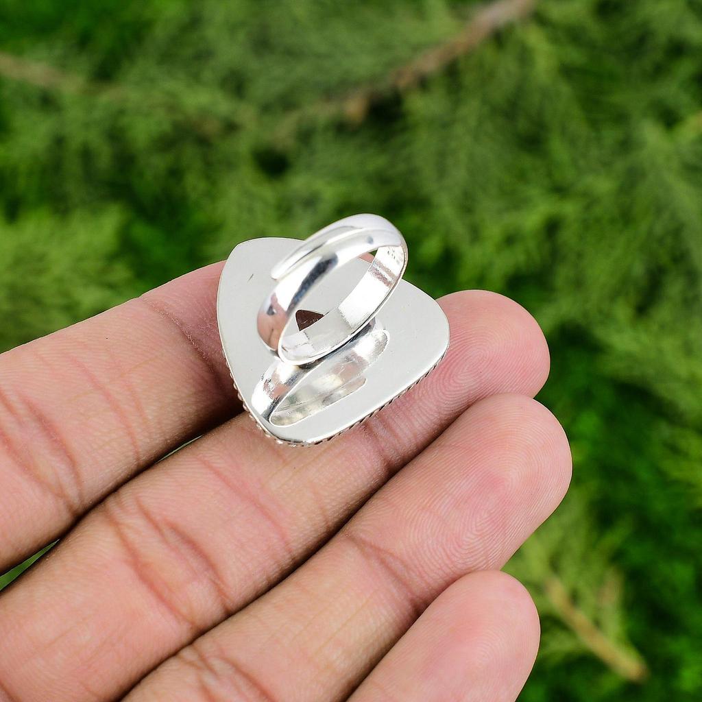 Thanks Giving Day Sale Black Rutilated Quartz Stone 925 Silver Solitaire Ring