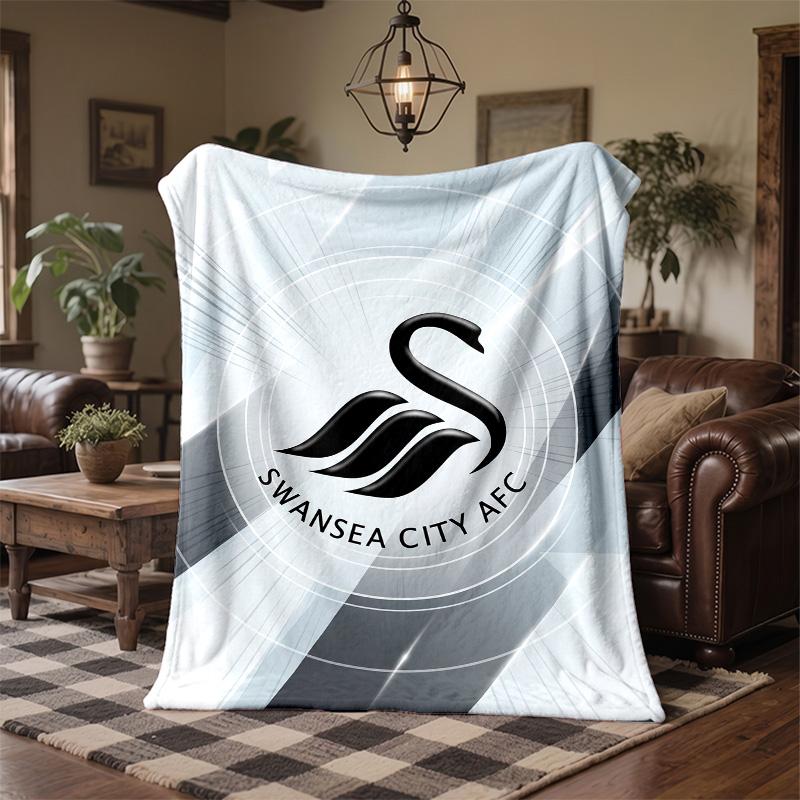 Coperta in Pile a Tema Swansea City Morbida e Accogliente in Peluche per Camera da Letto Divano Viaggio