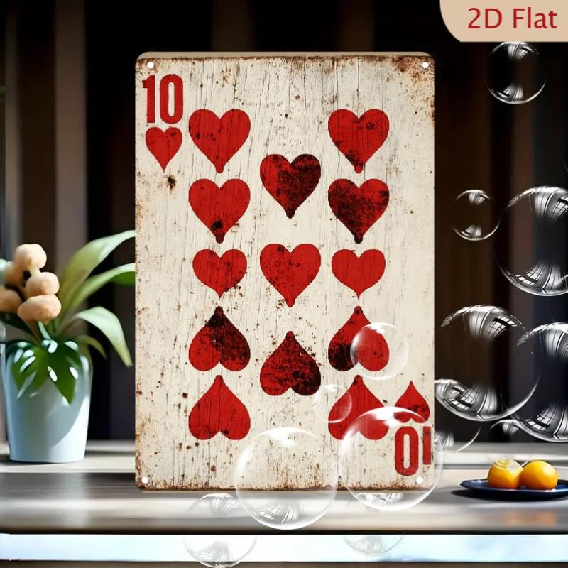 

Vintage Metal Heart Poker Wall Decor Sign for Man Cave Home Bar Cafe 20x30cm（7.8x11.8inch）