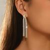 Elegant Rhinestone Zircon Geometric Tassel Earrings - Light Luxury & Eco-Friendly