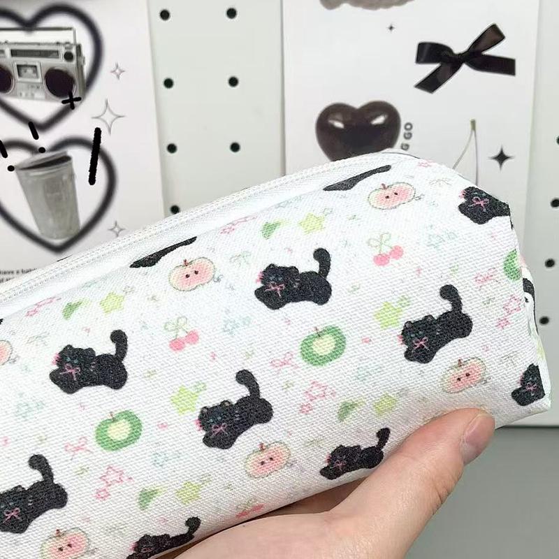 Niedliches Katzenmuster Federmäppchen Tasche Beutel Lehrergeschenk Gadget-Tasche Aufbewahrung Make-up-Tasche Schreibwarentasche