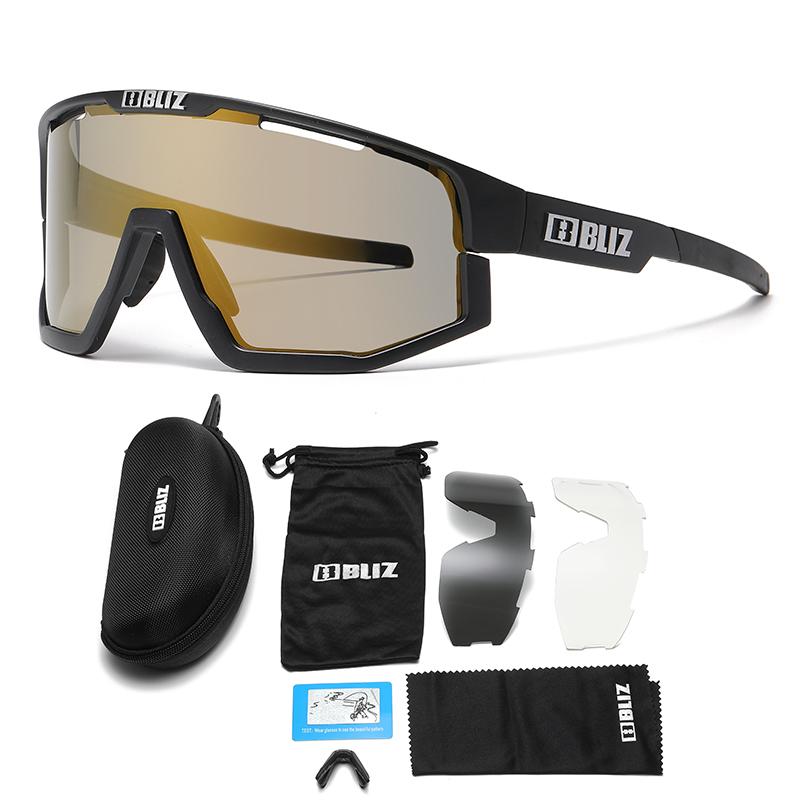 

B BLIZ Fusion Polarized Bike Glasses 3-Pack - UV Protection Cycling Goggles for Men/Women with Interchangeable Lenses