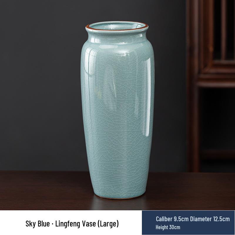 Vaso in Ceramica di Alta Gamma Ge Kiln Retrò per Fiori Freschi, Idroponica e Bambù