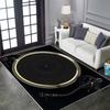Retro Vinyl Record  Living Room Large Carpet Realistic Design with Black Base and Gold Patterns Anti-slip Rug for Home Decor