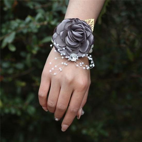 Yousheng Rose Wrist Corsage Boutonniere Fine Workmanship Rhinestone Corsage Elegant Wedding Flower Accessories