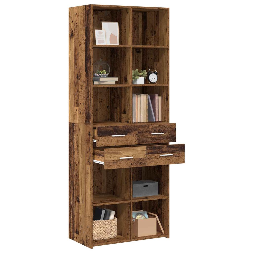 Bookshelf Reclaimed Wood 30 x 42.4 x 185.2 cm