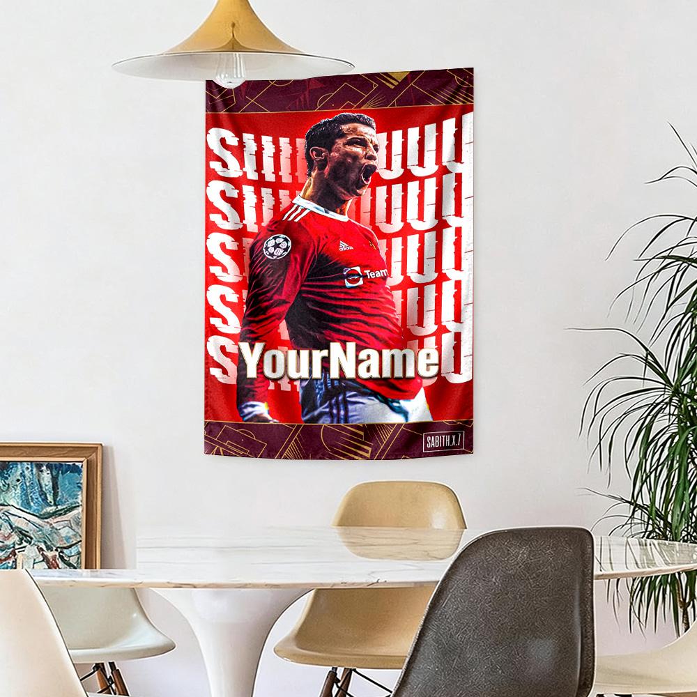 Cristiano Ronaldo Custom Your Name Wall Decor Tapestry Art For Pet Memorial Birthdaywedding Party Backdrop Family Gift