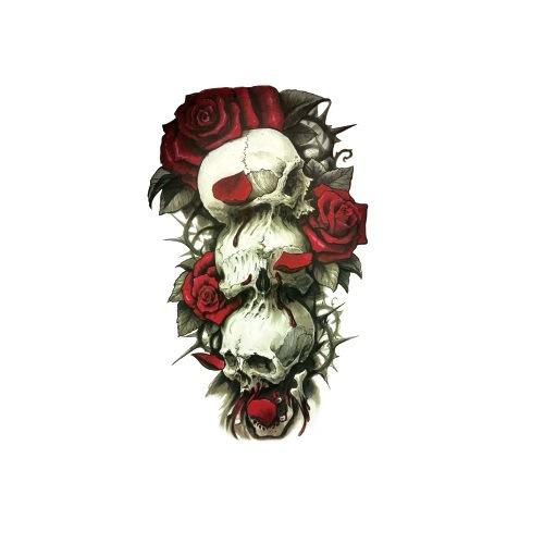 Ukiyo-E Painted Skull Prajna Tattoo Sticker Wake-Up Meaning Flower Arm Half Arm Water Transfer Waterproof Tattoo Sticker
