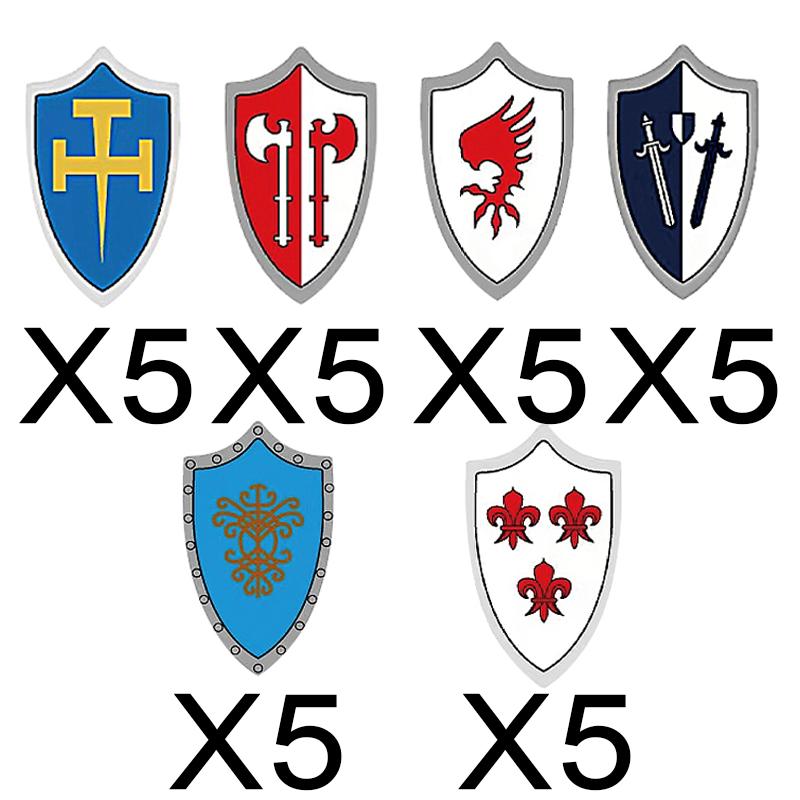 MOC Mittelalterliche Bausteine Charakter Ritter Krieger Zubehörset Helm Schulterrüstung Schild Bogen Pfeil Stein Geschenk Spielzeug X022