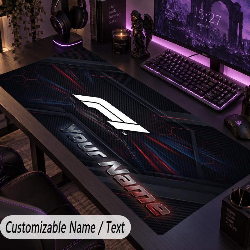 Large Mouse PadF1 Custom Name Text Personalized Desk Mat Non Slip Gaming Pad
