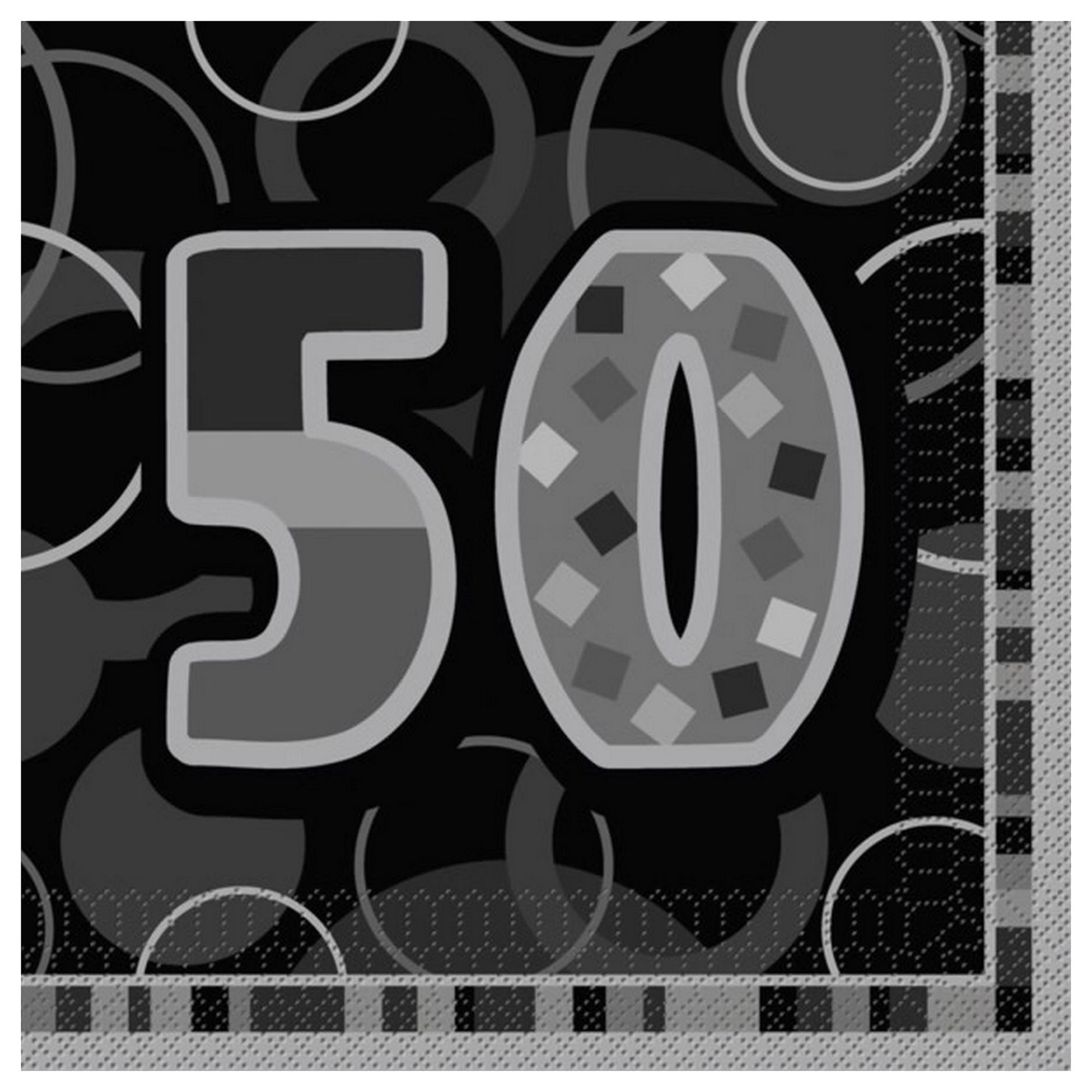 Unika Party Black Glitz 50-årsfest servetter One Size svart