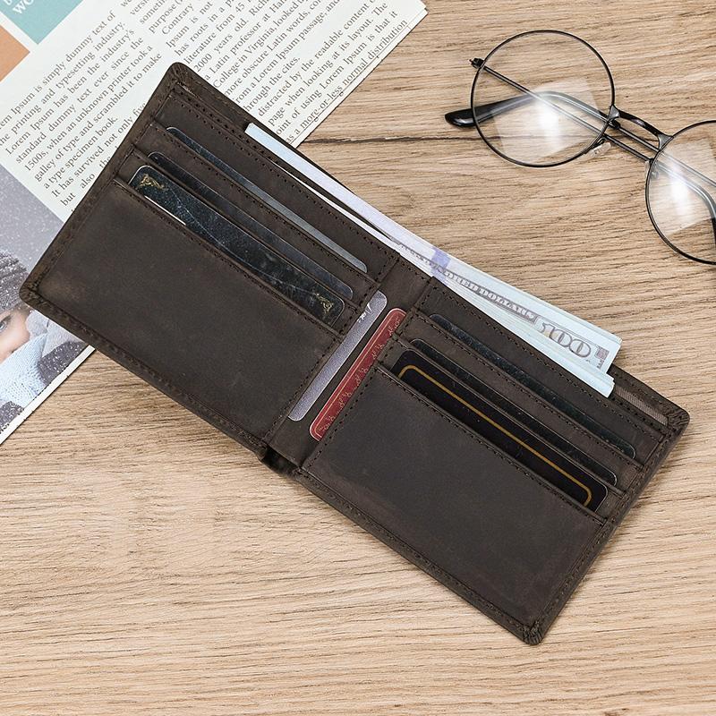 Good Leather Short Wallet Men Male Small Crazy Horse Leather Vintage Purse Slim Wallets Wholesale Bifold Wallets Drop shipping