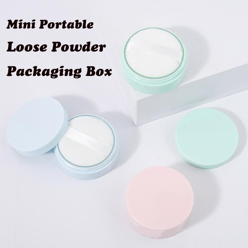 Loose Powder Jar with Puff Refillable Empty Box with Sifter Grid Lid Cosmetics Container Plastic Packaging Case, Makeup Tool, 5g