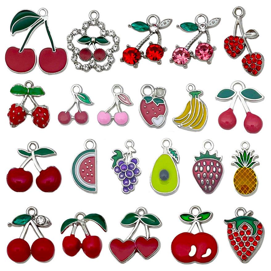 Red Cherry & Apple Fruit Pendant for DIY Jewelry: Bracelets, Earrings, Keychains