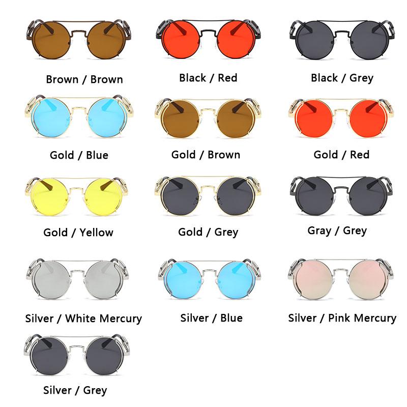 Punk Steampunk Sunglasses Retro Men's Brand Designer Round Punk Eyewear Gothic Style Products Women UV400 Sunglasses