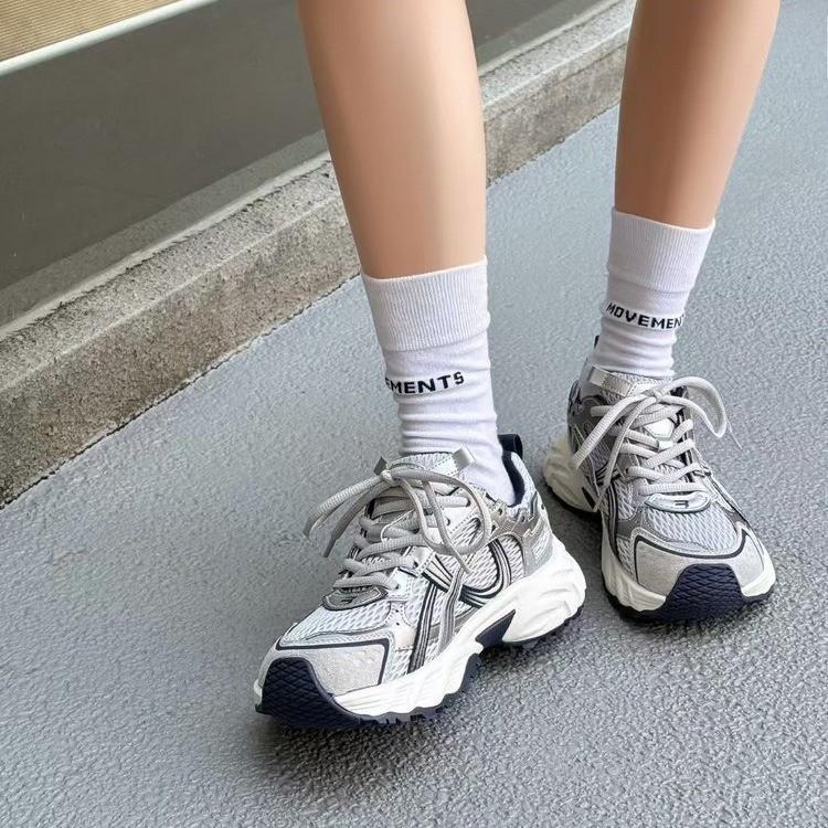 Korean Version of Leather Breathable Thick-soled Casual Sports Shoes Women's Autumn New Versatile Lightweight Soft Bottom Tide