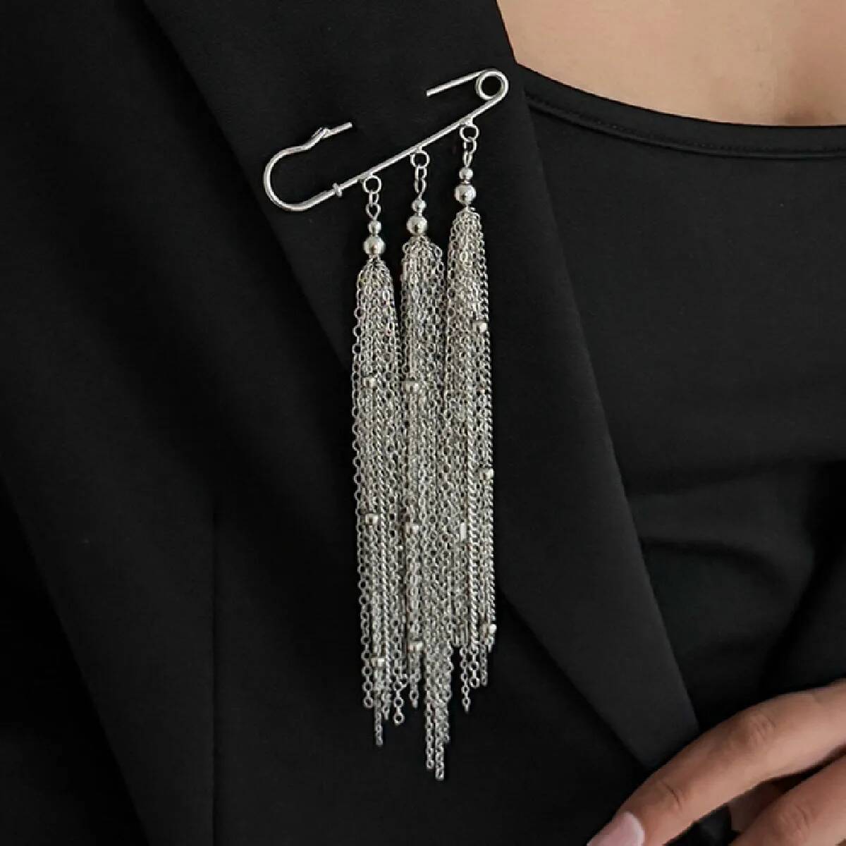 

SHIXIN Silver Color Tassel Brooch Detachable Fashion Accessory Fixed Clothes Pin Bag Pendant Tighten Buckle Trouser Leg Jewelry