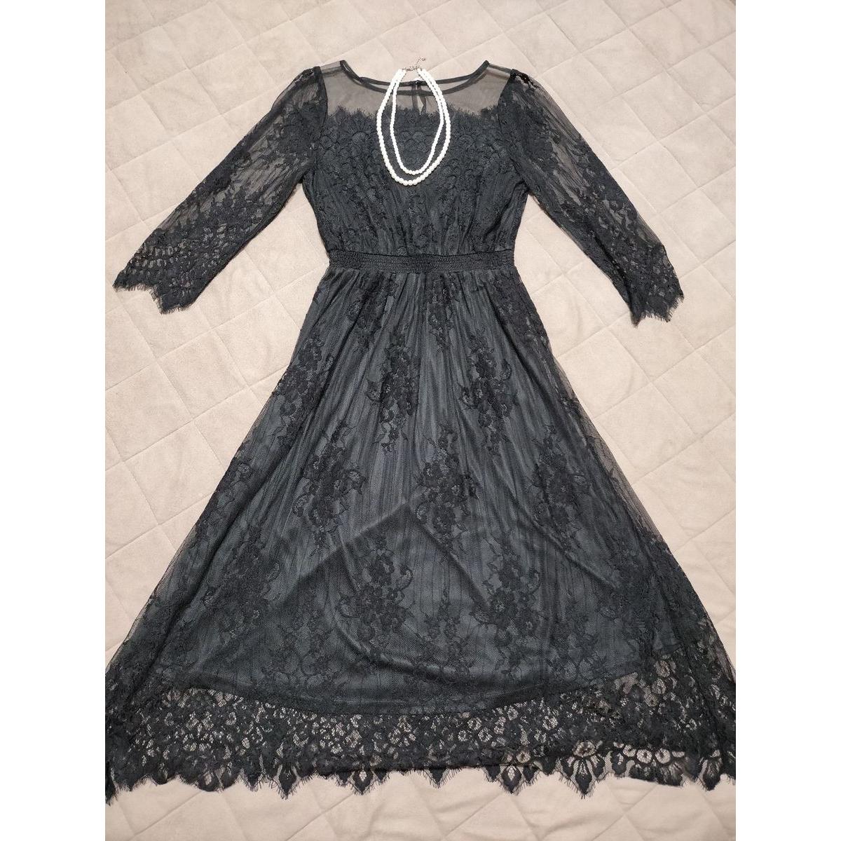[Good condition] ROPE PICNIC lace dress black party dress