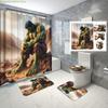 Hulk Power Bathroom Set 4PCS! Angry Green Face Full Print Waterproof Shower Curtain with Mat, Marvel Avengers Decor Gifts