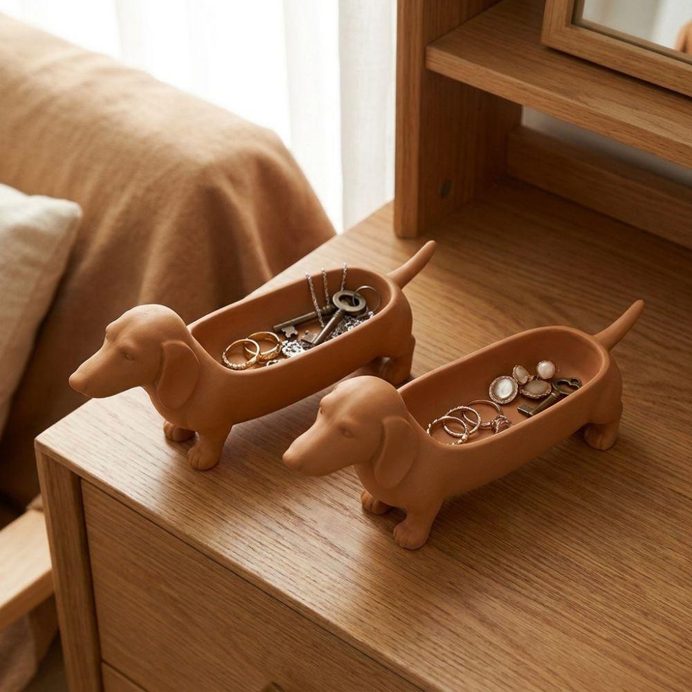 Plastic Dachshund Storage Tray Animal Catchall Tray for Entryway Sausage Dog Planter Home Craft