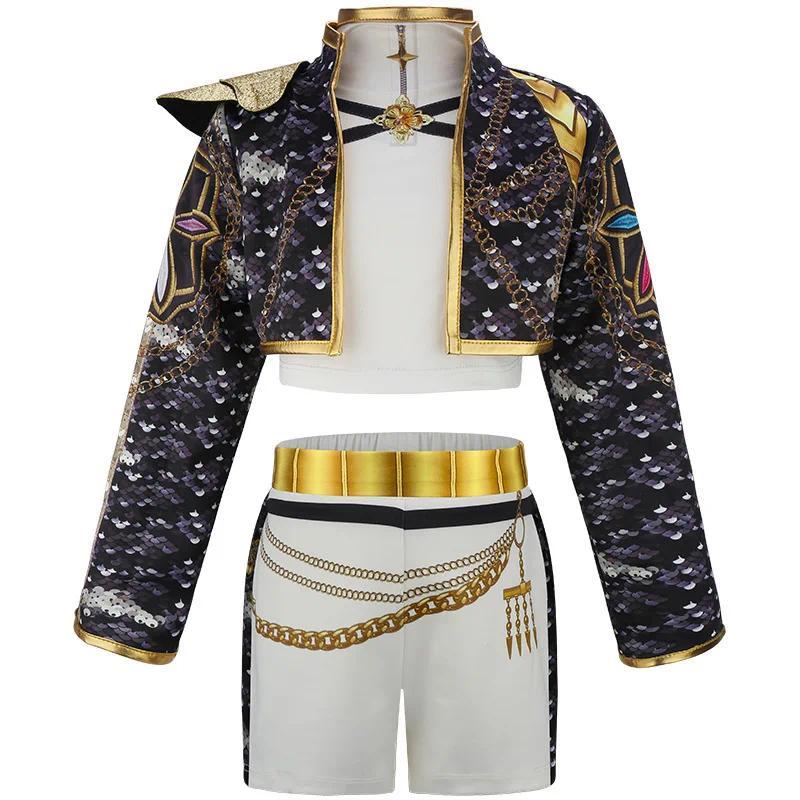 Girls Halloween Carnival Idol Roleplay Suit KPop Singer Zoe Cosplay Costume Wig Prop Set Kids Birthday Party Anime Clothing