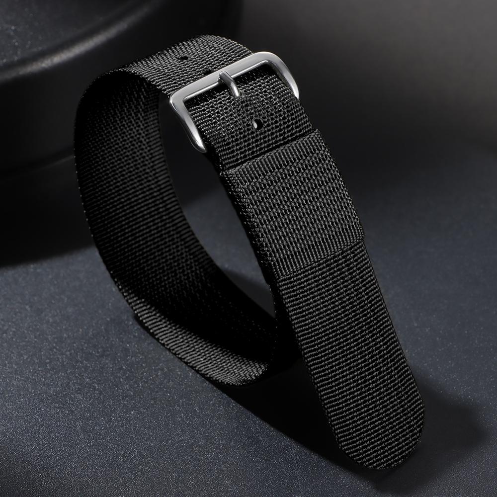 

Ribbed Watch Strap 20mm 22mm Rugged Nylon Military Straps Retro Watchband Braid Ballistic Fabric Bands Men&Women Wristband Belt 22mm чорний