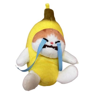 Créatif avec Son de Cry Chat Banane Voix Porte-clés Peluche Chat Banane Poupée Banane Porte-clés Banane Jouets Rigolos Rigolos