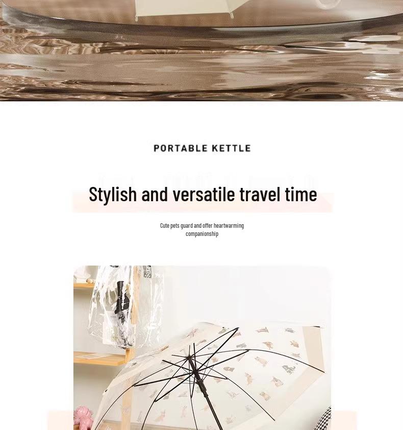 Japanese-Style Cute Black Kitten Umbrella: Fully Automatic, Large, Transparent, Reinforced Long Handle