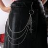 Punk Metal Cross Rivet Layered Chain Keychains for Men Women Waist Key Chain Wallet Jeans Hip-hop Pants Belt Jewelry Accessories
