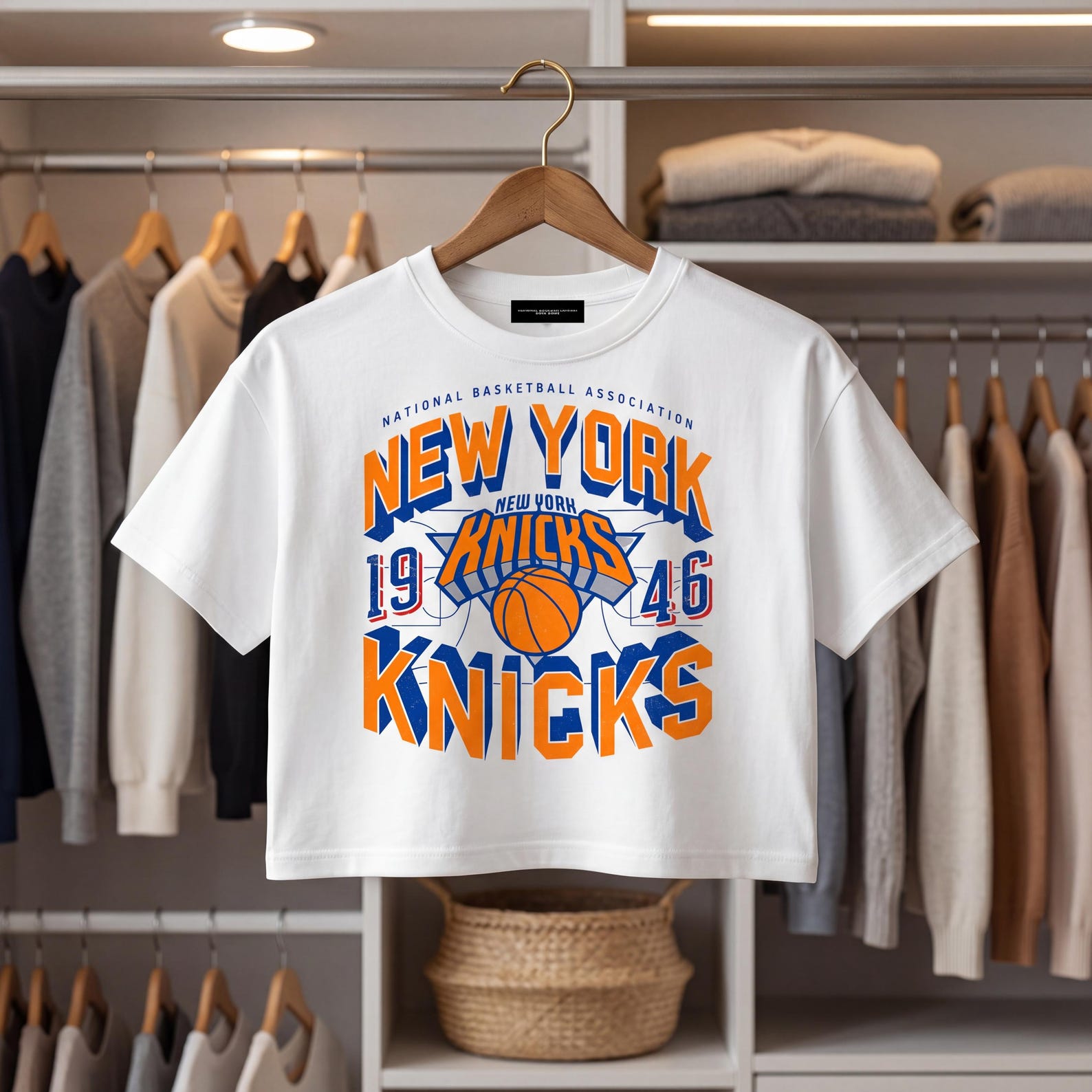 Women’s New York Knicks Graphic T‑Shirt | NYC Basketball Cropped Fan Tee S