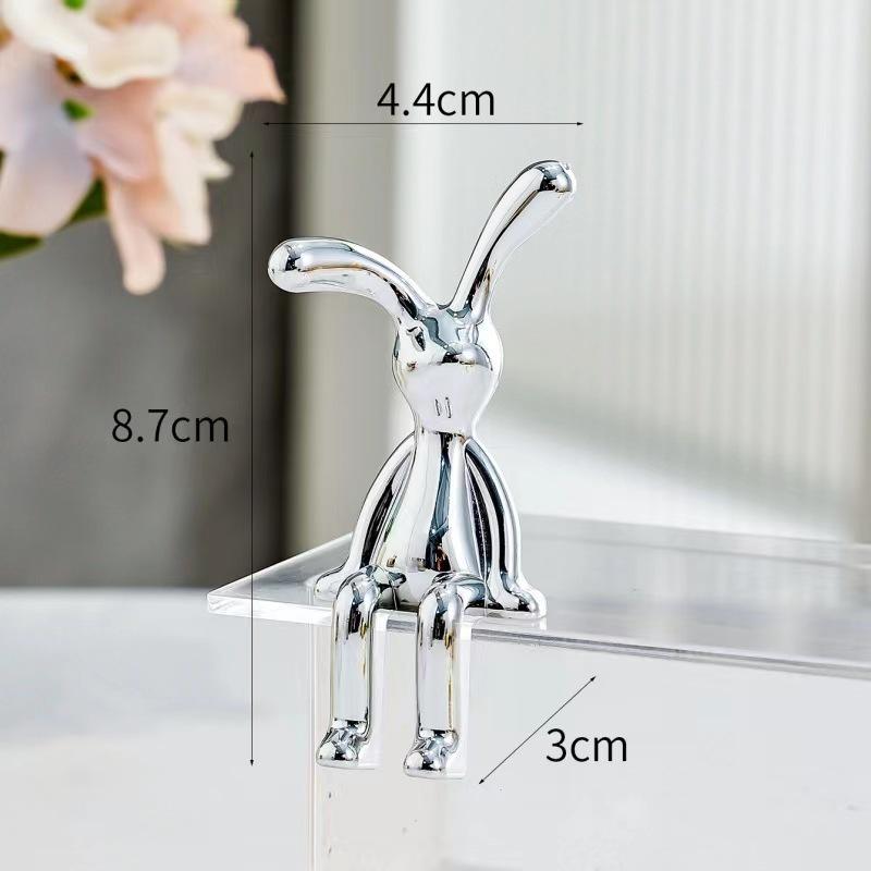 Figurine de lapin créative électroplaquée moderne et nordique, décoration de luxe pour salon, voiture et meuble TV