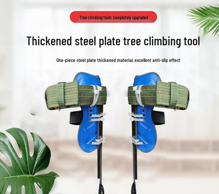 Tree Climbing Tool: Upright Foot Spikes with Large Bend and Wasp Foot Buckle Iron Shoes