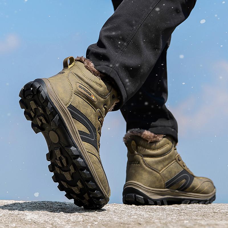 Fashion New Men's Winter Boots Thick Plush Warm Men Snow Boots Outdoor Waterproof Boots Winter Non-Slip Men Work Shoes Plus Size 40-48