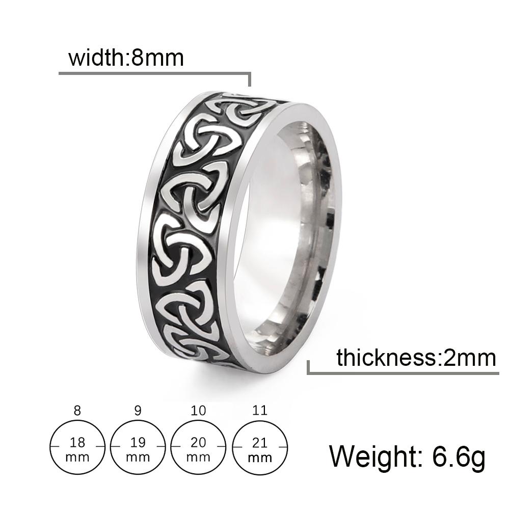 Old Style Retro Viking Rings Vintage Black Norse Runes Jewelry Celtics Knot Ring for Women Men Unique Gift