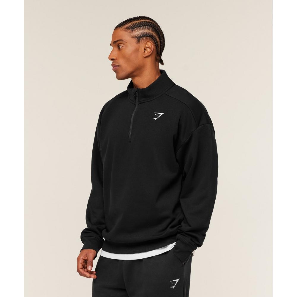 Gymshark Crest 1 4 Zip Gs Black A4c3s Bb2j
