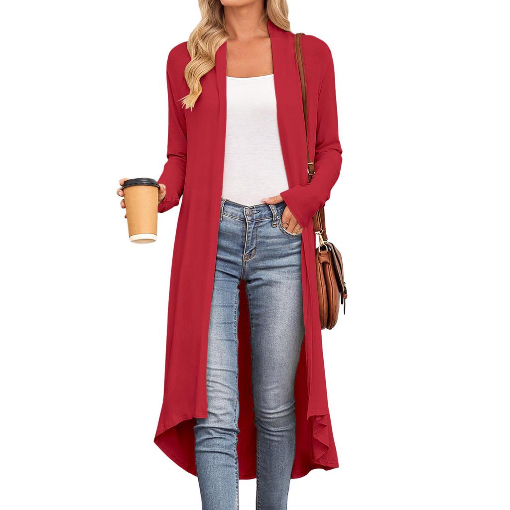 Women's Fashionable Cardigan Long Sleeved Solid Color Casual Jacket