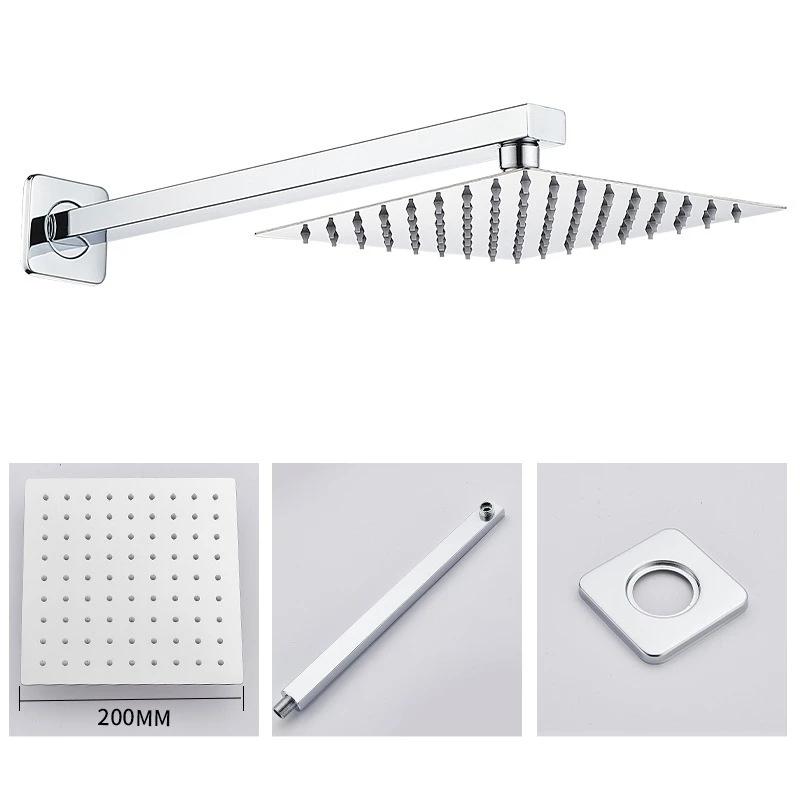 Bathroom Shower Head Shower Accessories Chrome Ultrathin Rainfall Bath Head Wall Mounted Stainless Steel Top Spray