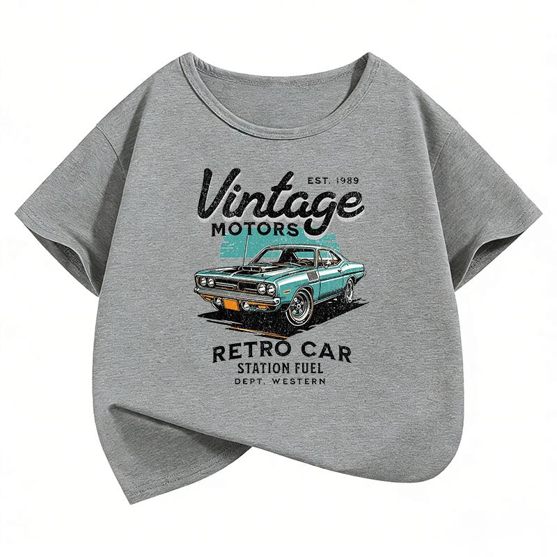 Vintage Car TShirt Printed T Shirt Girls Summer Anime Short Sleeve Tops TShirts Cute Boys Clothing Kids Tee